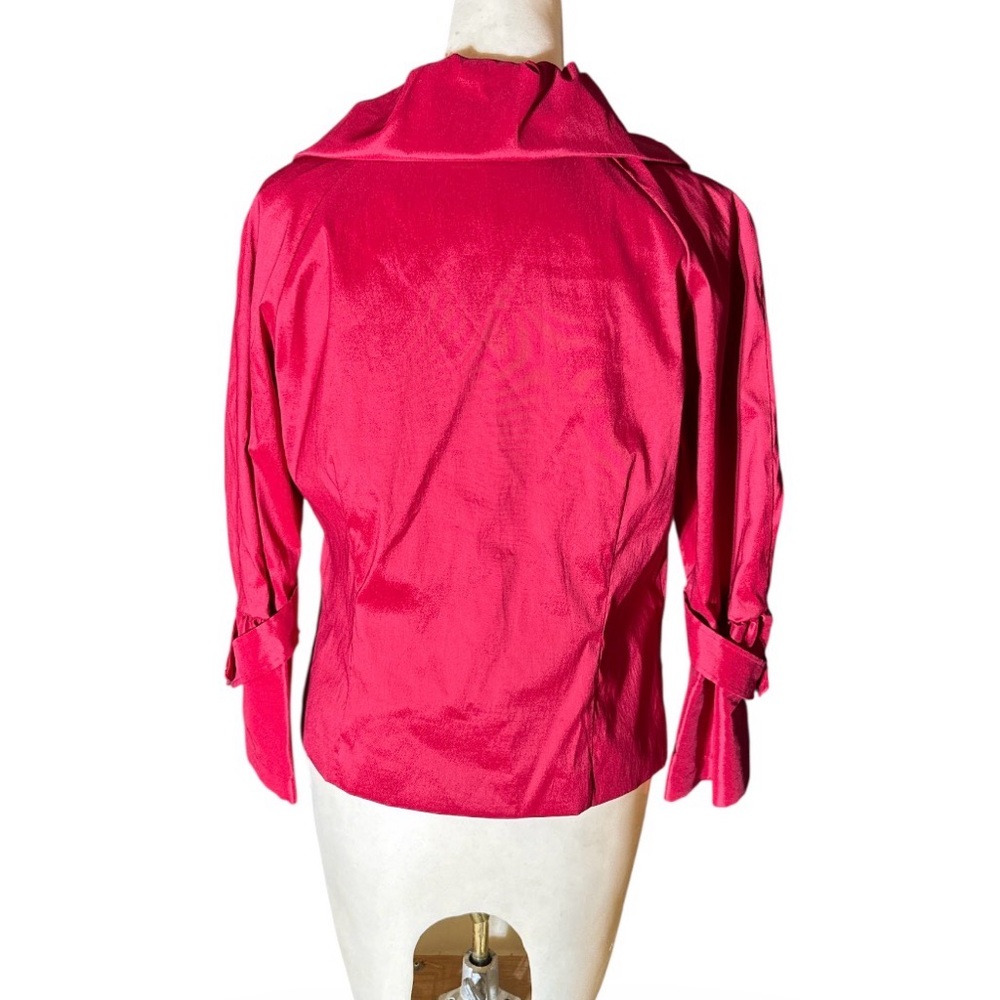 Red Samuel Dong Ruffle Collar Double Breasted Jacket Size Medium - Picture 3 of 7